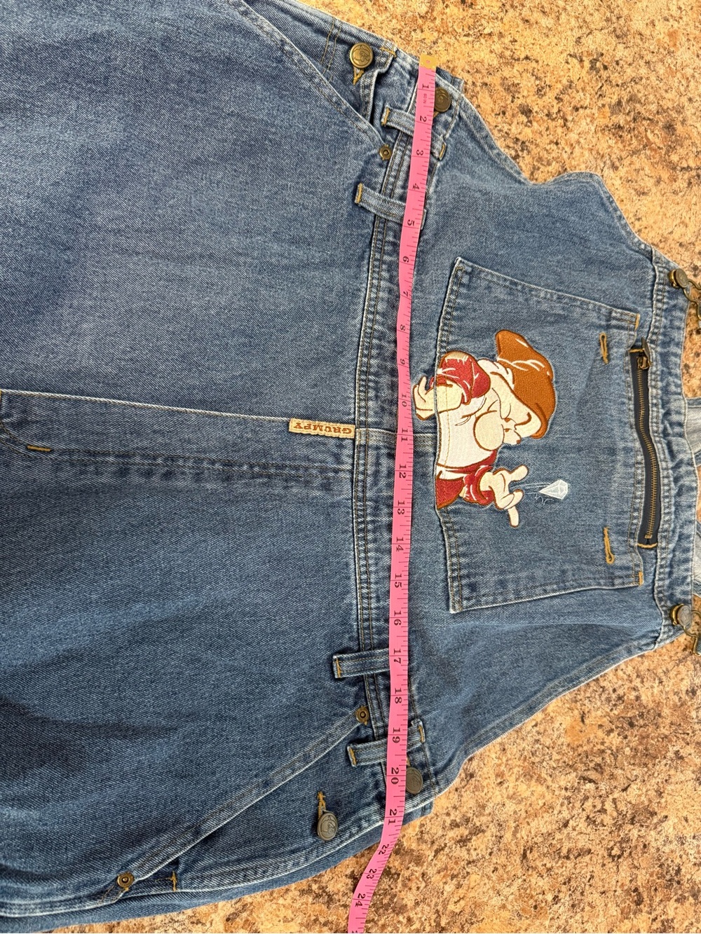 Rare Vintage Disney Catalog Grumpy Dwarf Denim Overalls Size 2XL 90s Nostalgia - Picture 7 of 10